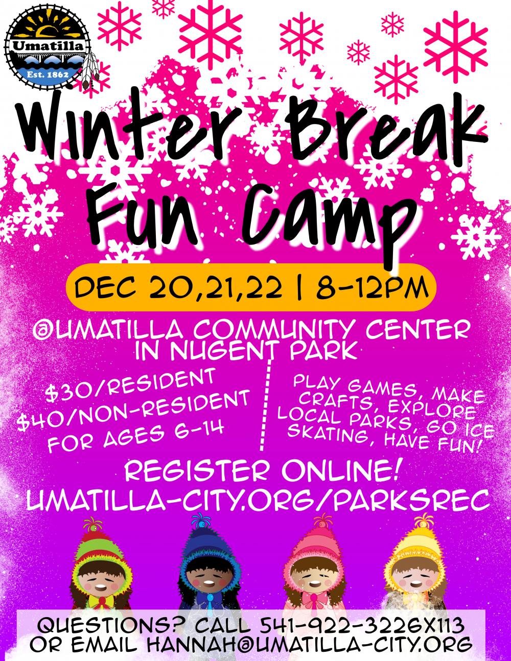 Winter Break Fun Camp Umatilla, Oregon